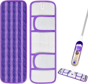 Reusable Replacement Mop Refill Pads with Cationic Material for Multi-Surface Floors