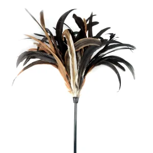 Reusable Rooster Chicken Feather Duster Handheld Natural Color Wood Handle for Home Car Office