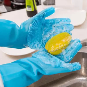 Reusable Silicone Cleaning Gloves Medium Household Kitchen Dishwashing Various Colors