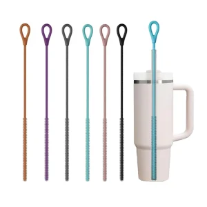 Reusable Silicone Long Hanging Straw Cleaner Bendable Crevice Brush Pipe Cleaner for Cleaning Stanley Bottle Straws and Caps