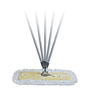 Reusable Washable Cotton Yarn Rectangular-Head Dust Mop with Steel Handle Pole for Tile Floors