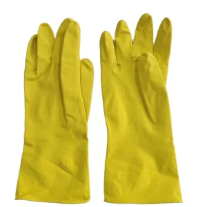 Reusable Waterproof Medium-Thickness Durable Yellow 30cm Rubber Latex Gloves for Kitchen Cleaning and Dishwashing