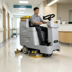 Ride-On Automatic Floor Scrubber with Dual-Brush Cleaning System