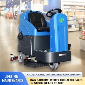 Ride-On Floor Scrubber Dryer 860mm Cleaning Width Water Tank Commercial Floor Cleaner
