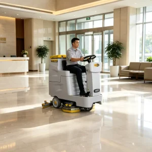 Ride-On Floor Scrubber Machine for Concrete, Epoxy, and Tile Floors