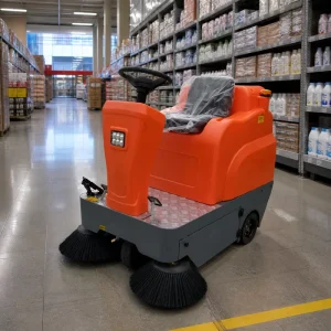 Ride-On Floor Sweeper Machine with Brushes Battery Charger 1250mm Cleaning Width Large Area Ground Cleaner