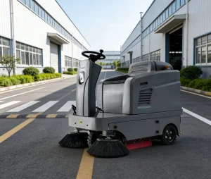 Ride-On Floor Sweeper with Reinforced Chassis for Workshop Floors
