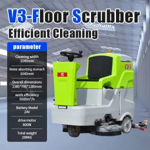 Ride-On Industrial Floor Scrubber, 1040mm Dual Brush, 5000m2/H, CE Factory Direct