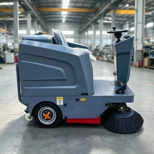 Ride-On Industrial Floor Sweeper with Double Brushes and Vacuum