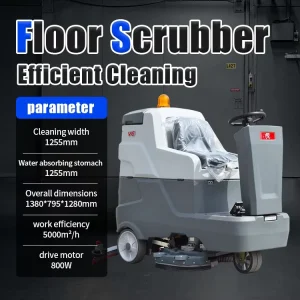Ride-on Floor Scrubber Machine 1255mm Dual Brush 5600m2/H Industrial Floor Cleaning Machine CE Factory Direct