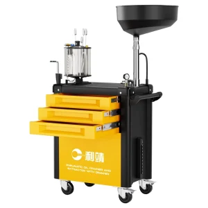 Rolling Garage Oil Change Cart with Professional 61 Piece Tool Set Durable Mechanic Service Equipment