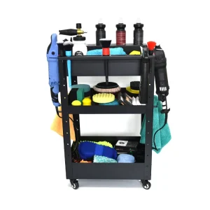 Rolling Utility Detailing Tool Cart Organizer 3 Tier Ultimate Car Detailing Cart Tool Storage on Wheels for Car Care Products