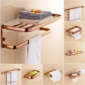 Rose Gold Bath Towel Rack Set