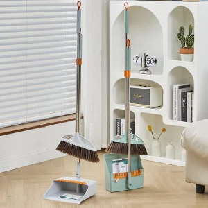 Rotatable Broom and Dustpan Set Home Office Clean Stainless Steel Handle Folding Brooms & Dustpans