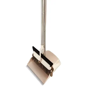 Rotatable Broom and Dustpan Set with Soft Bristles, 2-in-1 Design, and Stainless Steel Rod