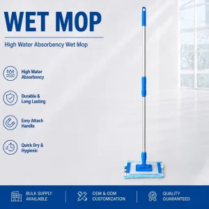 Rotatable Flat Microfiber Mop Color-Coded Floor Mop for Office Restaurant Commercial Sanitation