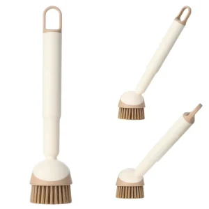 Rotatable Kitchen Cleaning Brush With Hanging Long Handle for Dish and Pot Scrubbing