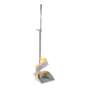Rotatable Stainless Steel and Plastic Long-Handle Broom and Dustpan Cleaning Set