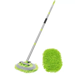 Rotating Dusting Cleaning Brush Kit for Car Interior Wheel Telescopic Handle Wire Brush Microfiber ES1080