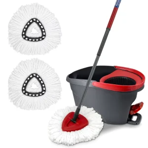 Rotating Mop Bucket with Microfiber Head, Plastic Basket for Dry and Wet Floor Cleaning
