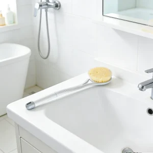 Round Bath and Body Scrub Brush with Long Handle
