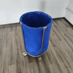 Round Medical Linen Trolley Stainless Steel Laundry Cart Hospital Dirty Clothes Collection Cart with Silent Wheels for Clinic