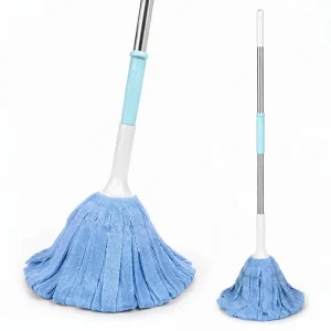 Round Microfiber Mop, 360-Degree Rotation, Steel Pole, Hanging Hole