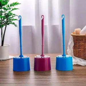 Round Plastic Toilet Bowl Cleaning Brush Set with Holder