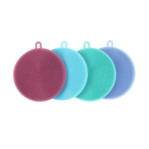 Round Silicone Dish Brush with 360° Cleaning Design for Dishes and Cups