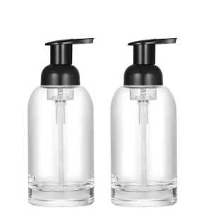 Round Wide Mouth Glass Hand Sanitizer Dispenser 350ml Hand Washing Foam Liquid Soap Pump Bottle