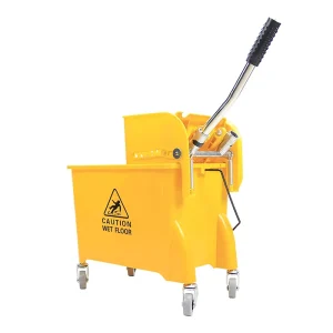 Round Yellow Plastic Flat Floor Cleaning Mop Plastic Bucket Set With Wringer 360