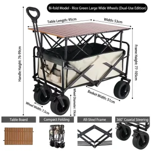 Rugged All Terrain Foldable Waterproof Outdoor Utility Cart with OEM Support for Shopping Tools Fishing Camping Garden Work