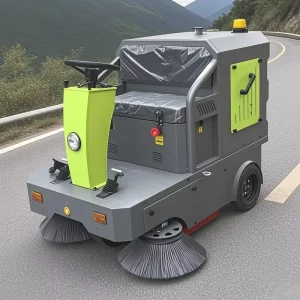 Rust Proof Metal Ride On Electric Street Sweeper Motorized Driveway Cleaning Equipment Electric Cleaning Cart