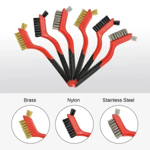 Rust Removal Polishing Cleaning Set for Curved Handle Copper Wire Brushes Stainless Steel