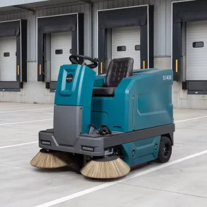 S1400 Ride-on Floor Sweeper with Integrated Sweeping Vacuum and Spraying System for Community Sanitation