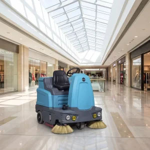 S1500 Electric Ride-On Floor Sweeper with Dual Side Brushes for Outdoor Yard Cleaning