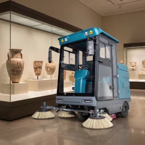 S2000 Battery Ride-On Floor Sweeper with 8 Square Meter Filter Area and Dust Suppression System for Warehouse Floors