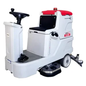 SA660M Industrial Electric Ride-On Floor Scrubber with Manual Squeegee Adjustment, Dual Brushes, and Large Tank