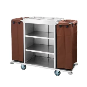 SHUNYILONG F 18 Stainless Steel Cloth Car Trolley 4 Wheels 5 Shelves High Quality Hotel Room Service Car Cleaning Cart for Hotel