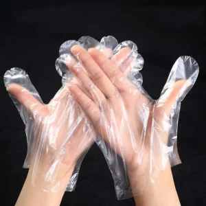 SHUOYA Disposable Thick Transparent HDPE LDPE Gloves 0.4 1.2g for Food & Cleaning Use