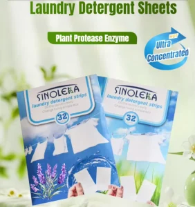 SINOLEKA Travel Sized Disposable Laundry Soap Sheets Detergent Strips Lavender Fragrance 50% 80% Active Ingredients Medium Foam