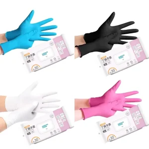 SN021 Black Nitrile Disposable Gloves Food Grade Powder-Free Sizes S M L XL Anti-Slip for Kitchen and Household Use
