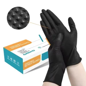 SN029 5mil Black Diamond Nitrile Gloves, Powder-Free, Multi-Functional Cleaning and Kitchen Use, Sizes S/M/L/XL