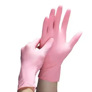 SN032 Pink Disposable Nitrile Gloves, Powder-Free, Sizes S/M/L, for Kitchen and Household Use