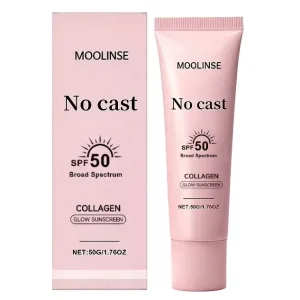 SPF50 Collagen & Glycerin Glow Sunscreen No White Cast Face Cream 50g Home Use