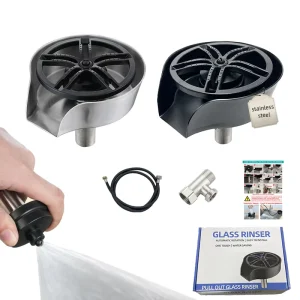 SUS304 Black Pull-Out Glass Rinser High-Pressure Automatic Sink Cup Washer Faucet