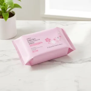 Sakura Makeup Remover Wipes Japanese Cherry Blossom Soft Tissues Facial Wipes for Deep Cleansing & Makeup Removal