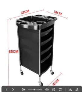 Salon Hair Styling Cart with Waterproof Plastic Storage, Perming and Dyeing Tool Compartments