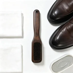 Sandalwood Shoe Upper Cleaning Brush with Plastic Bristles and Wood Handle