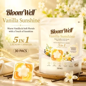 Scented Laundry Pods Vanilla and Soft Florals 5 in 1 30 Packs Microcapsule Fragrance